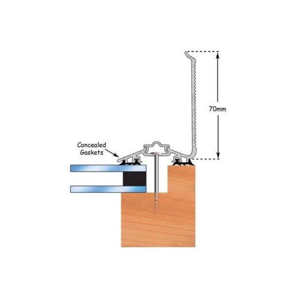 Capex 70 Aluminium Screw Down 70mm Rafter Supported Glazing Wall Bar - Image 4