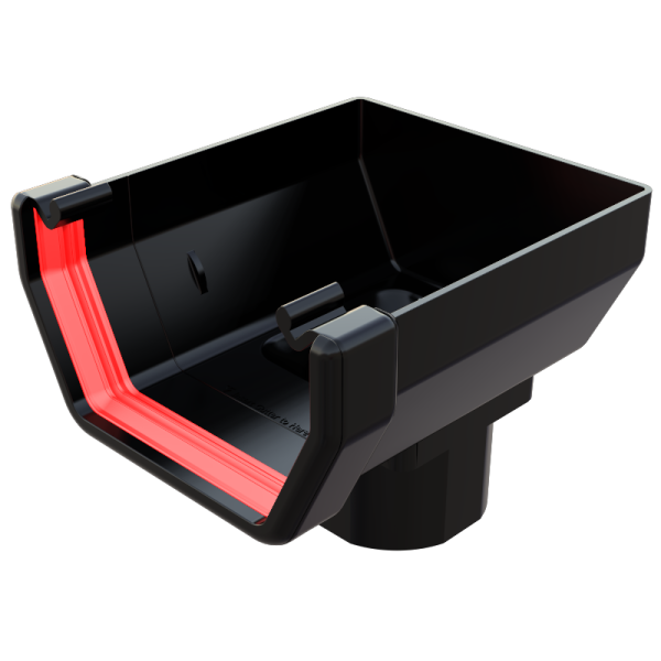 FreeFlow 114mm Square Gutter Stopend Outlet Black (FRS606BL)